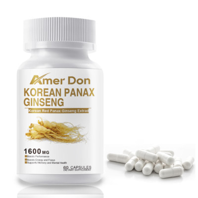 Korean Red Panax Ginseng 60 Capsules - 1600mg Extra Strength NON-GMO No Fillers