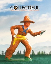 BARCLAY VINTAGE LEAD FIGURE - B96 753 COWBOY WITH TWO GUNS POINTING ONE    350