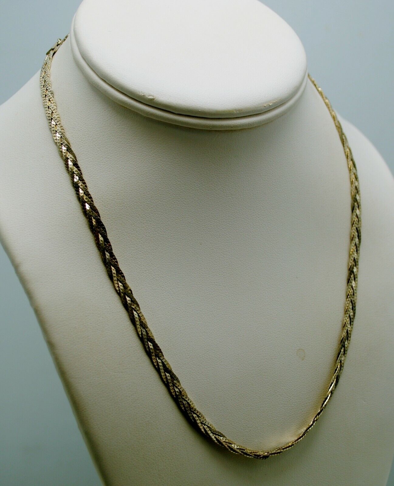 STERLING SILVER BRAIDED HERRINGBONE STYLE NECKLAC… - image 2