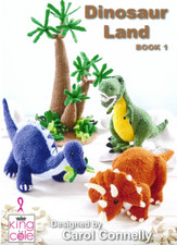 King Cole Dinosaur Land Book 1 TRex Triceratops Prehistoric Novelty Knitting Toy