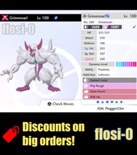 6IV Ultra Shiny Grimmsnarl Gigantamax Pokemon Sword and Shield (Square Shiny)