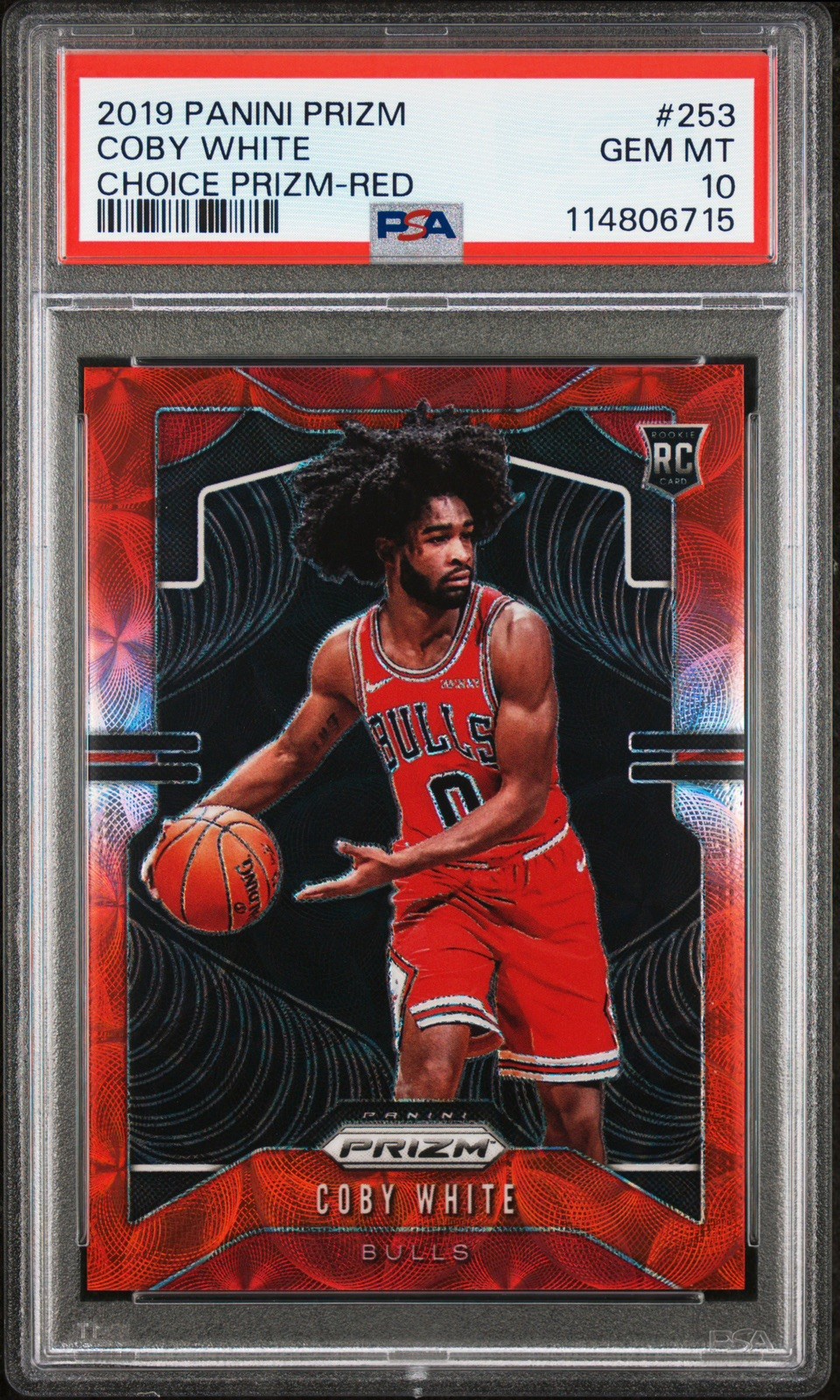 2019-20 Panini Prizm Choice Red 13 /88 Coby White #253 PSA 10 Rookie