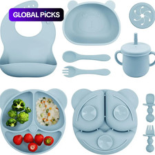 Colorful Silicone Baby Feeding Set with Bib  Utensils - Fun  Safe 