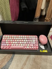 Perixx Periduo-713 Wireless Mini Bluetooth Backlit Keyboard Pink White