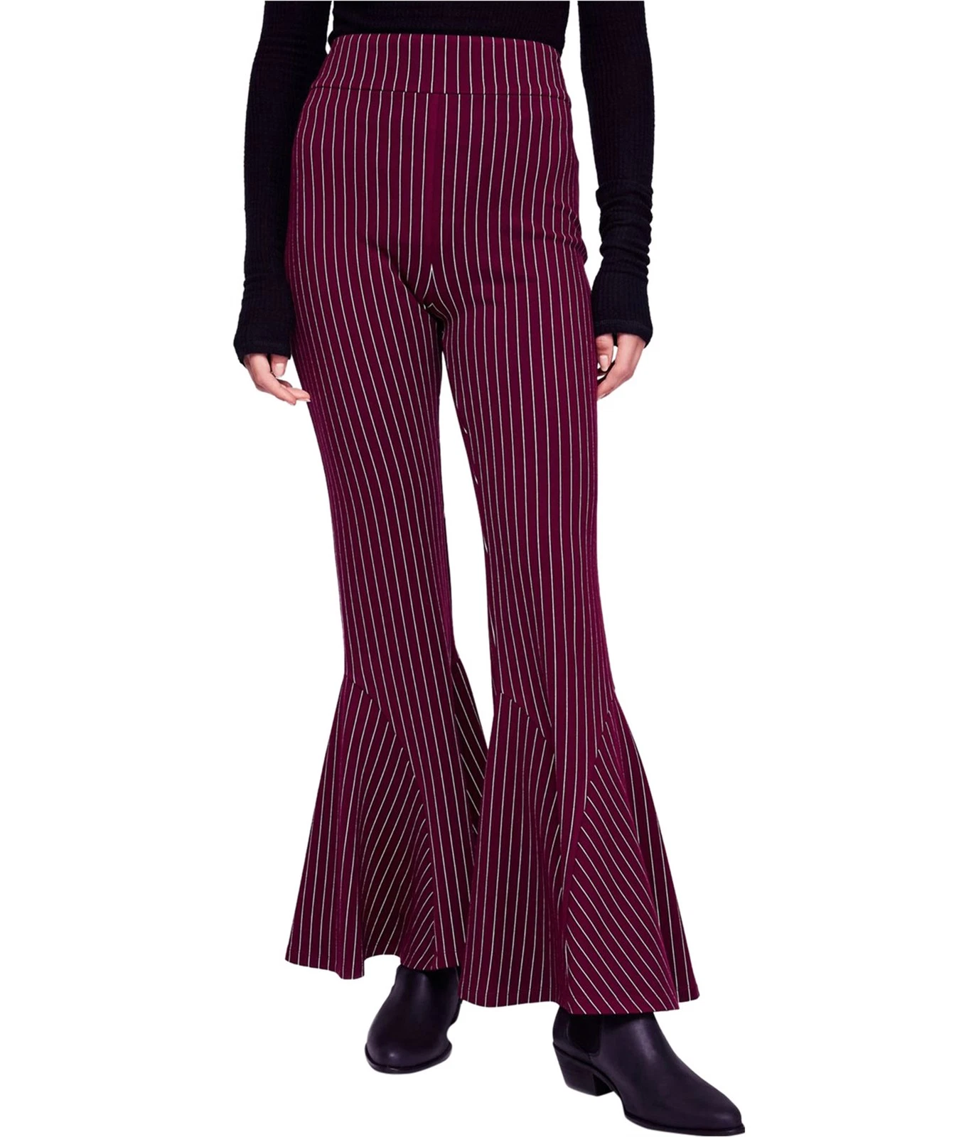 Free People Womens Mari Ponte Flared Straight Leg Casual Pants