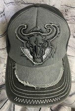 Vintage Embroidered Bull Emblem Adjustable Trucker Hat Stitched NWOT Cowboy