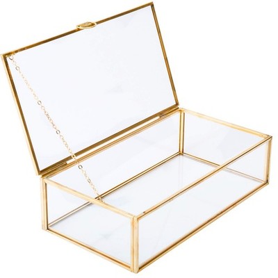 Vintage Glass Box with Lid - Clear Jewelry Glass Display Box Keepsake Box - H...