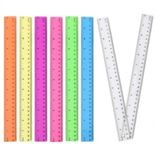 8PCS 12 Inch Transparent Plastic Rulers With Inch Metric Scale For Office School