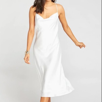 Show Me Your Mumu Verona Cowl Neck Dress Ivory Satin Luxe Size Large
