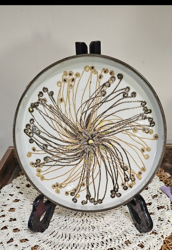 Vintage Royal Copenhagen "Baca" Faience Ceramic Round Dish (Model 635/3726) –...