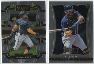 Jackson Chourio 2024 Panini Select Base Rookie Card #6 & Throwback Rookie #12