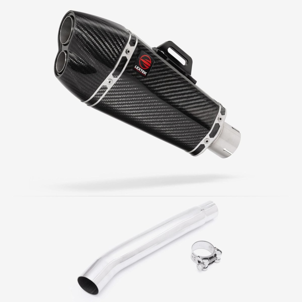 Lextek Carbon Fibre XP13C 210mm Exhaust with Link Pipe Silencer Rear Polished