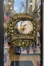 Personalized 250th Anniversary Patriotic Wood Look Wall Sign with Rope