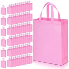 80 Pcs Large Non Woven Tote Bags Bulk 15 x 11.8 x 4 Inches Pink Reusable Gift...