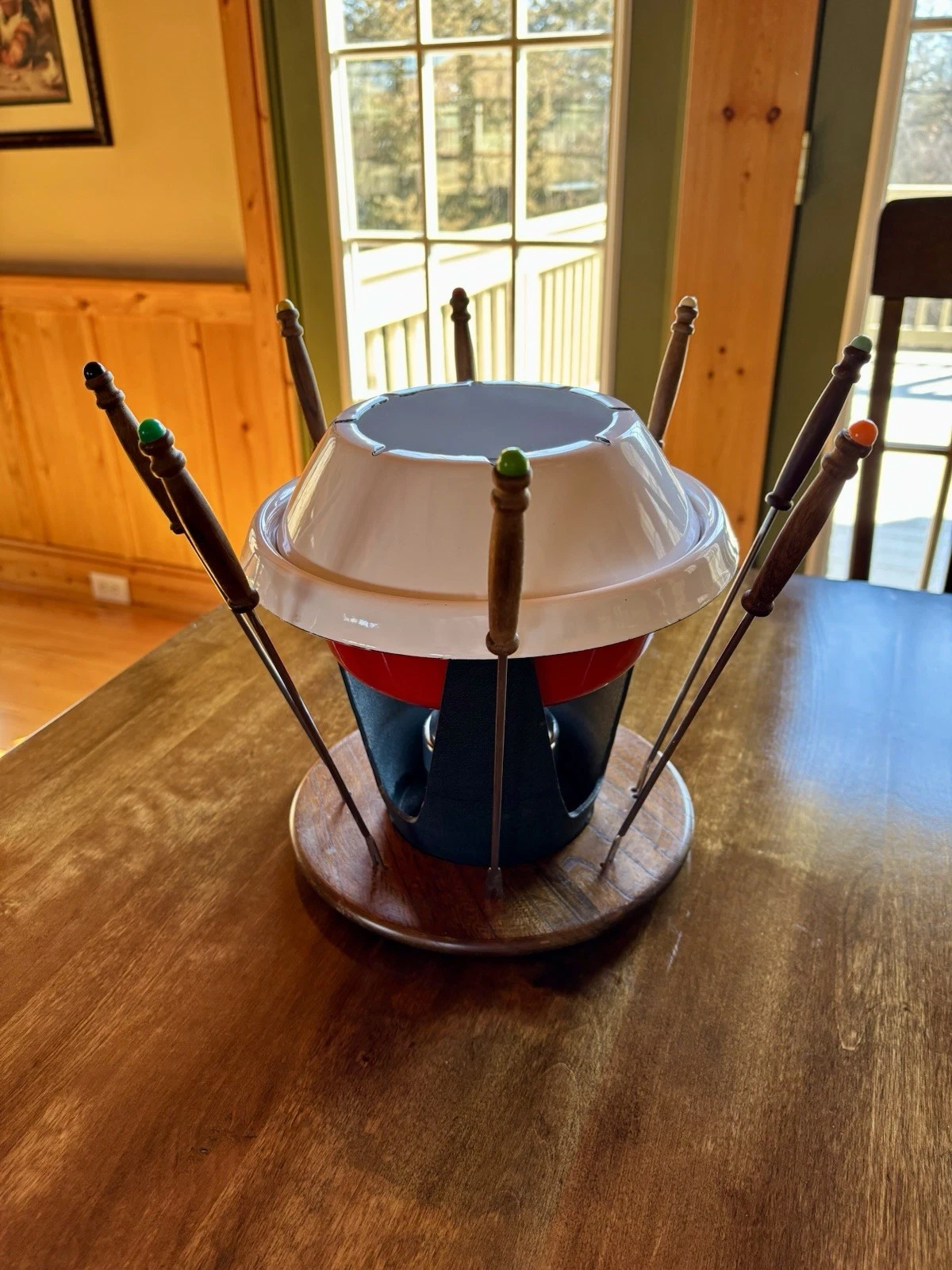 Vintage Sputnik MCM Red Fondue Pot Set With Burner Base & Forks Housemates Japan
Opens in a new wind