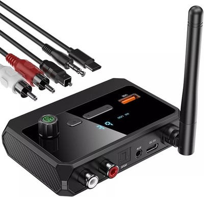Bluetooth 5.3 Home Stereo Audio Receiver AUX USB Optical HD Music to RCA Adapter