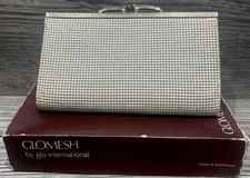 Vintage Glomesh Clutch Purse In Box Cream Chain Mail Gold Tone Bridal Australia