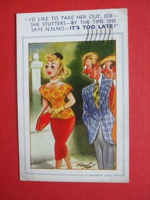 50er BAMFORTH Comic HEISSE BLONDE LADY STOTTERT ZEIT SIE SAGT N.N. NEIN ES IST ZU SPÄT