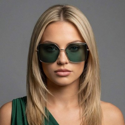 Trussardi TSW3013 03A Designer Soleil Femmes Argent Géométrique Teinté 58mm