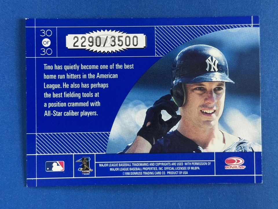 1998 Donruss Elite Craftsmen #30 Tino Martinez New York Yankees #/3500 - Image 2 of 2
