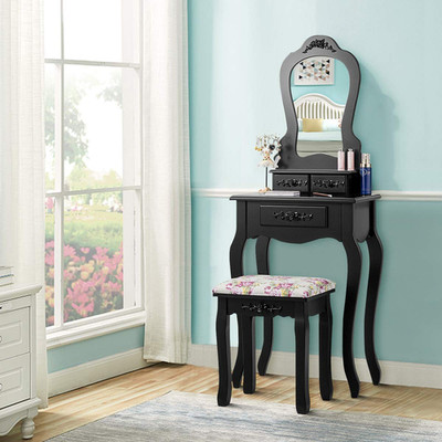 Spsupe Vanity Table Set Stool Mirror Multifunction Makeup Table Writing Desk