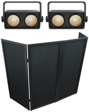 2 Chauvet Shocker 2 Dance Floor DMX COB Blinder Stage Lights Black Facade