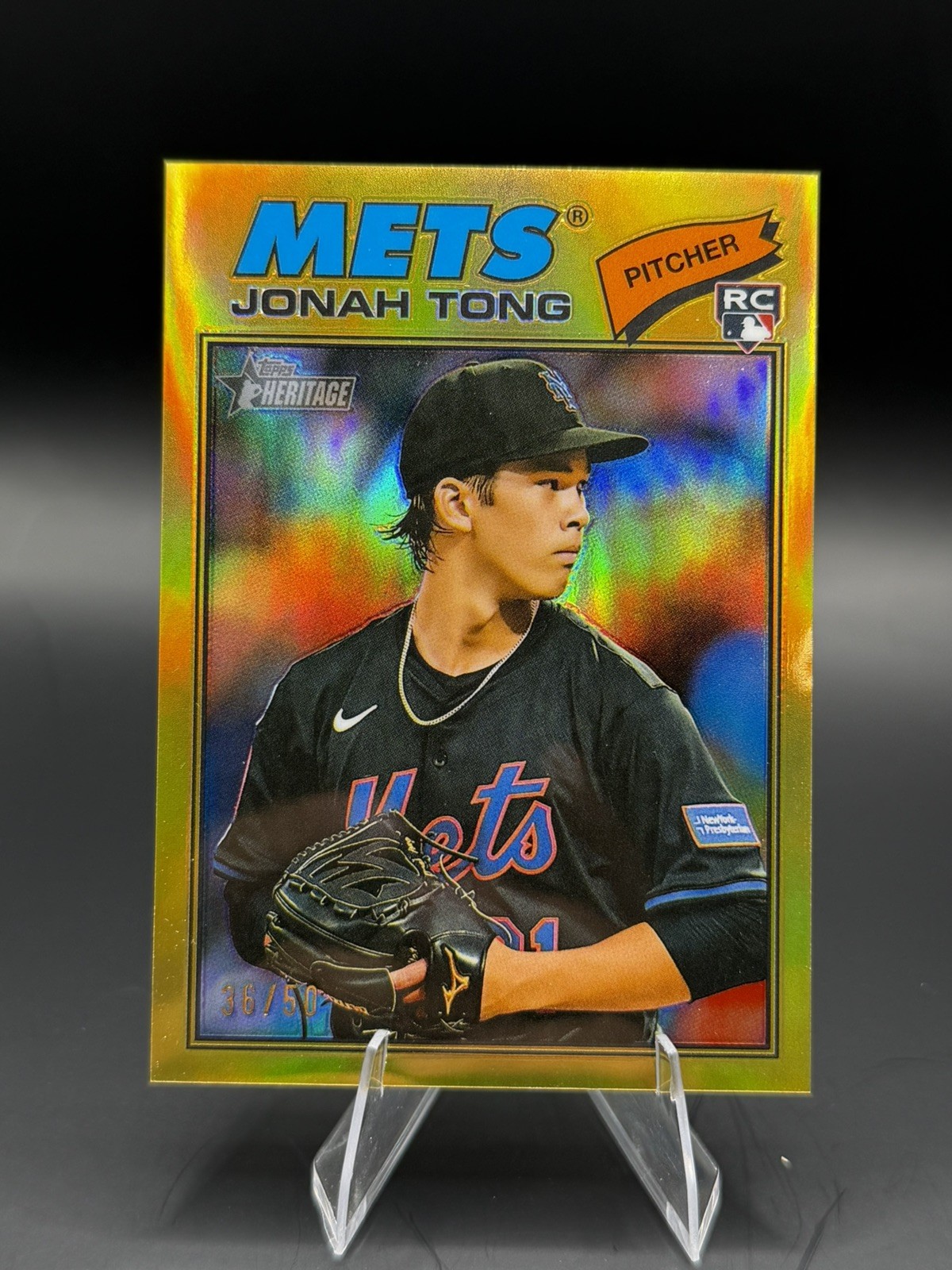 2026 Topps Heritage #137 Jonah Tong Gold Chrome RC /50 Mets