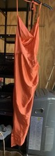 SHEIN Rustic Orange Cowl Neck Open Back Dress Sz MEDIUM