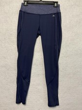 Avia Pants Womens Small Blue Leggings Mesh Back Panels Reflective Yoga Training