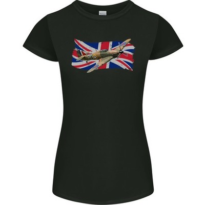 Hawker Hurricane Damen Petite T-Shirt Union Jack, Kurzarm, Slim Fit