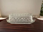 Vintage Anchor Hocking WEXFORD Diamond Pattern Cut Glass Butter Dish Lid