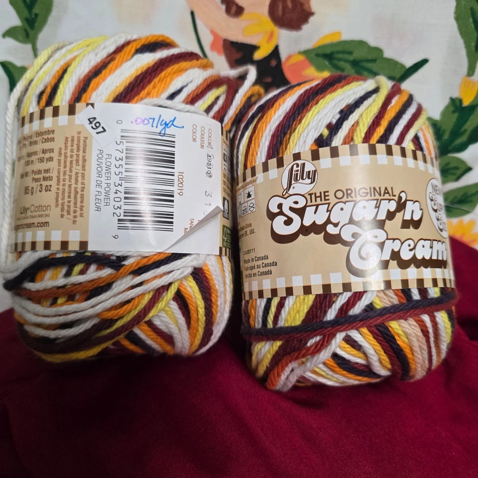 Lot of 2 Lily Sugar'n Cream Super Size Flower Power Cotton Yarn 150 yds Each 3oz - Image 1 of 4