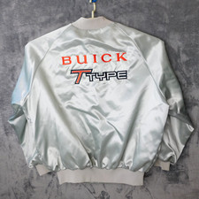 Buick T Type Satin Jacket Men's XXL 2XL Embroidered Silver Gray West Ark USA
