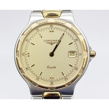 Longines Conquest L1 614 3 Quartz Wristwatch Gold Dial Luxury Timepiece