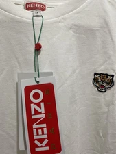 KENZO Paris Mens White Tiger Logo embroidered Short Sleeve Cotton T-Shirt M NWT
