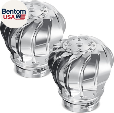 2 Pack 4 Inch Turbine Vent Stainless Steel 201 Non Power Wind Turbine Roof Venti