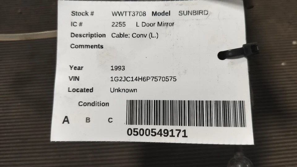 Cable de espejo retrovisor lateral izquierdo del conductor compatible con 87-96 BERETTA 2056557 Foto 3 de 3