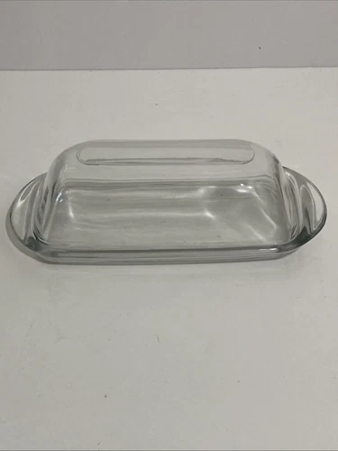 Anchor Hocking Butter Dish Clear Glass With Lid Rounded Edges Vintage Smooth