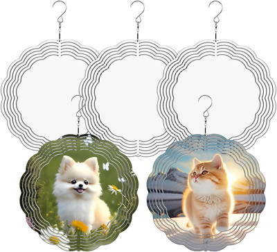 Sublimation Wind Spinner Blanks, 8 Inch 5 Pack 3D Aluminum Metal Hanging Wind Sp