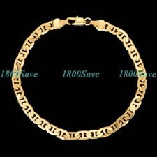 Genuine 18K Gold Filled 5.5mm Wide Flat Mariner Link Anchor Chain Necklace R081N