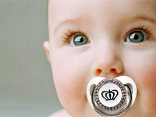 Custom pacifier and clip, Name dummy For 0-6 Months, with Crown