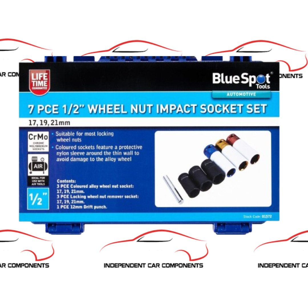 Blue Spot Tools Multicolour 7 Pce ½” Wheel Nut Impact Socket Set (17,19 & 21Mm) - Image 2