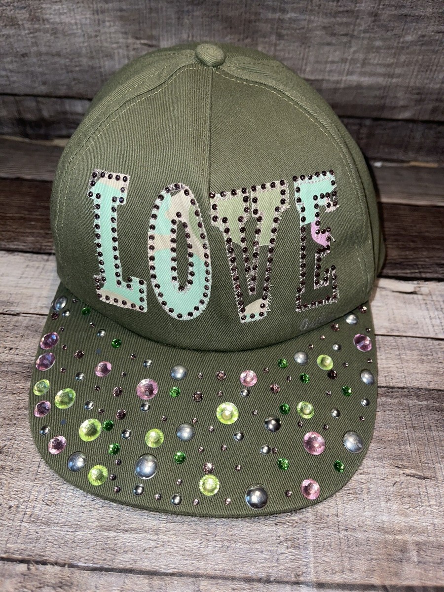 Embellished Green Cap Emerald Green Floral Baseball Cap: Rhinestone Sequin Sun Hat  main image 4