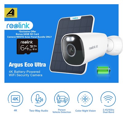 Reolink Argus Eco Ultra 4K 8MP Battery WiFi Security Outdoor