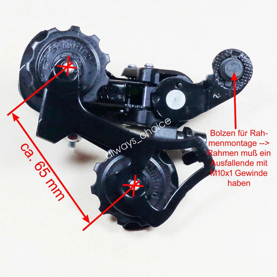 Shimano Tourney RD-TY21 Schaltwerk 6, 7 fach kurzer Käfig Rahmenmontage schwarz - Bild 4 von 4