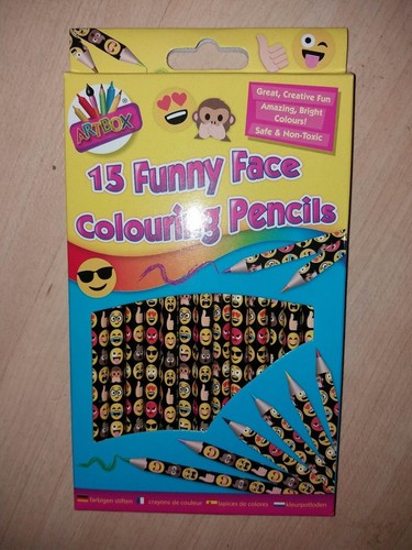 Funny Face Emoji Pens Pencil Crayons Erasers Stationery Set Kids School Drawing - Picture 2 of 6