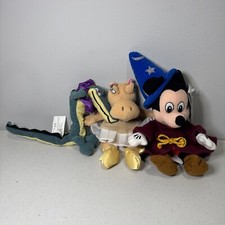 Disney Store Mini Bean Bag Fantasia Alligator, Hyacinth Hippo, Sorcerer Mickey