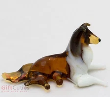 Art Blown Glass Figurine of the Sheltie Collie Shetland Sheepdog dog