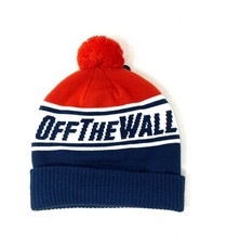 VANS Kids Off The Wall Pom Red Blue Beanie Unisex Knit Hat One Size VN0A36S8BNS