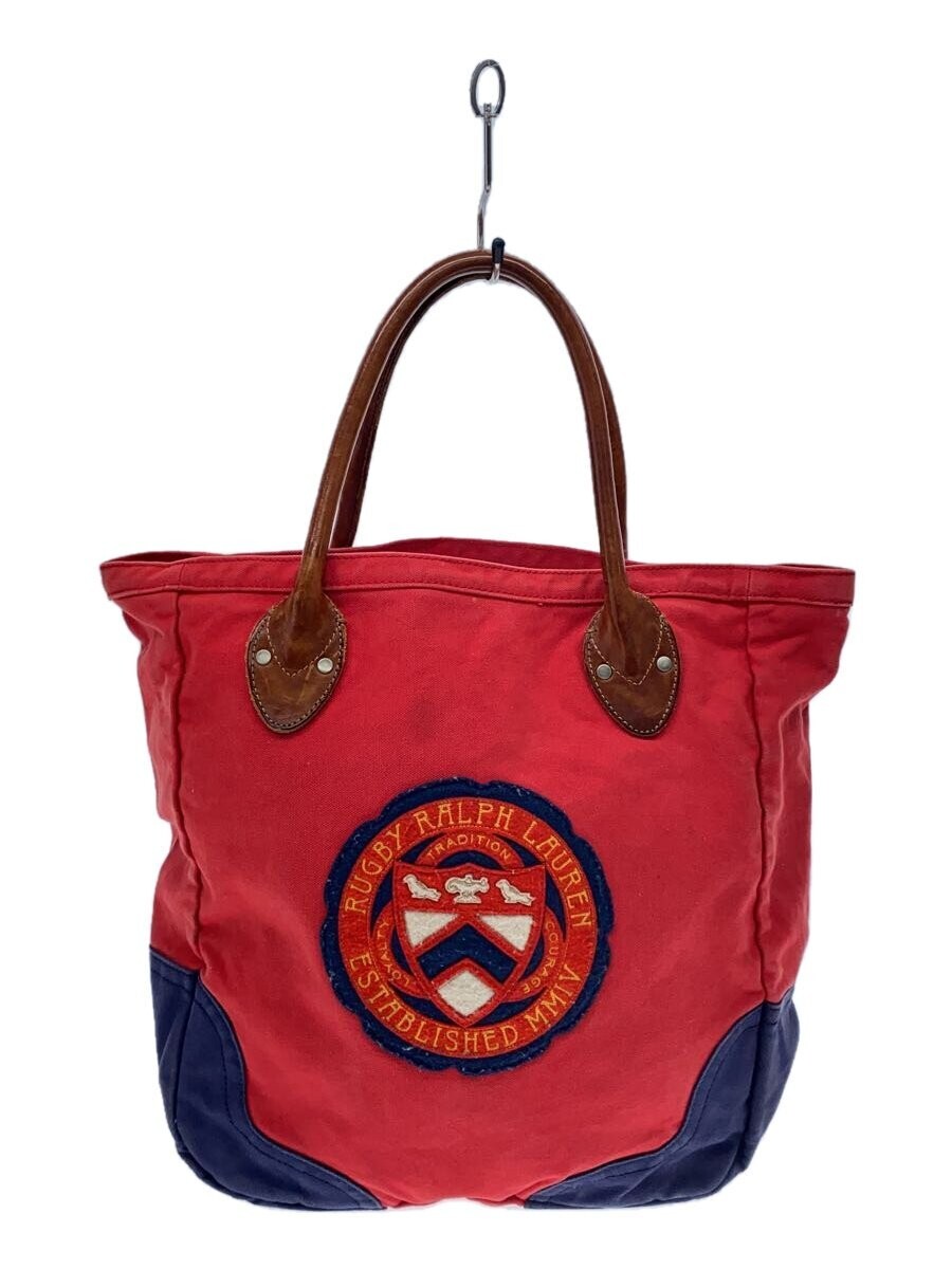 Used Rugby Ralph Lauren Tote Bag, Canvas, Red, Leather Handles | eBay